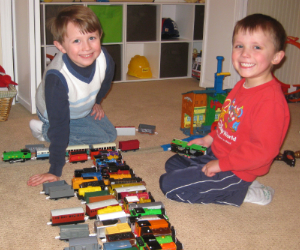 Charles and Adam with Thomas the Train