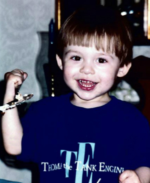 Mike proudly wearing his Thomas shirt